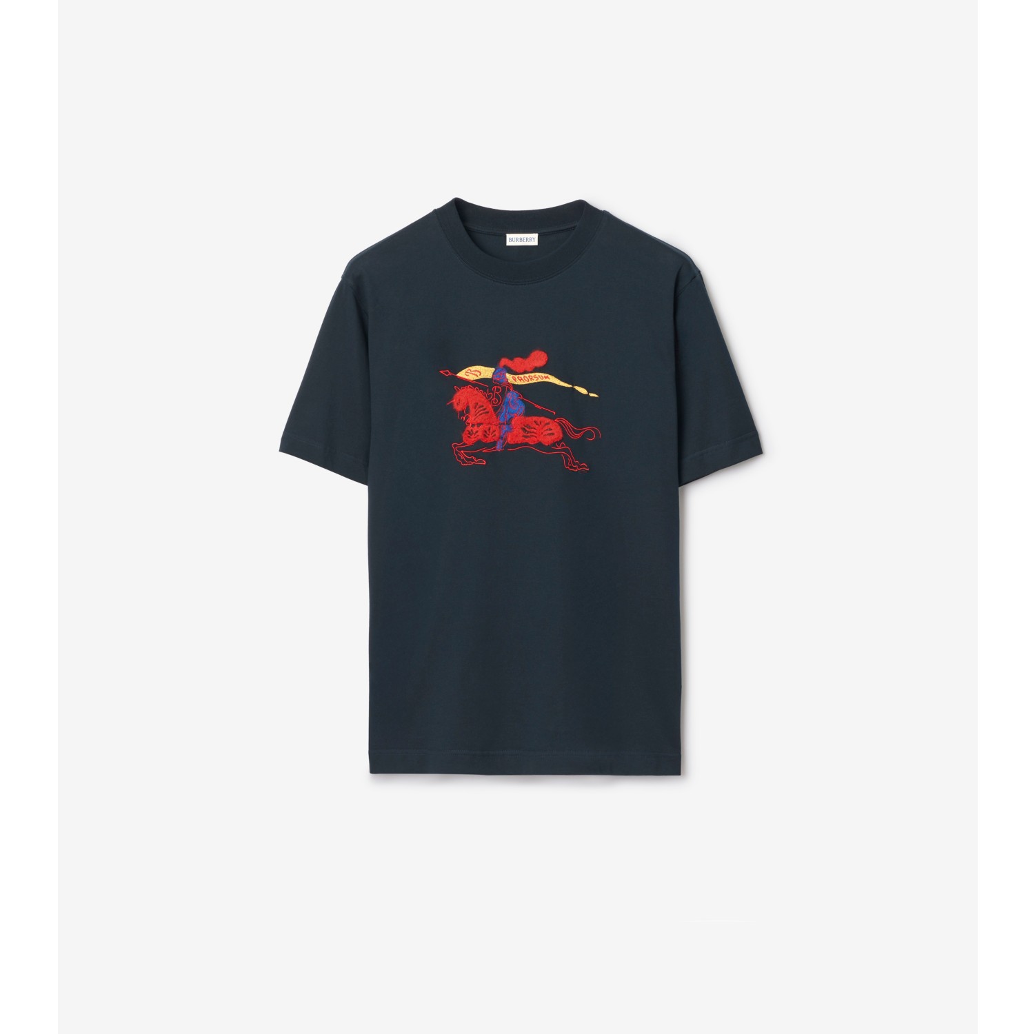 马术骑士徽标棉质 T 恤衫