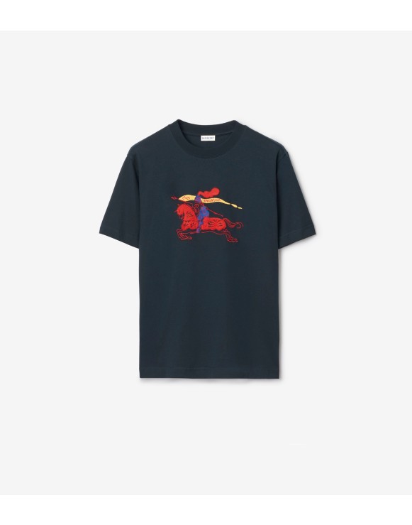 马术骑士徽标棉质 T 恤衫