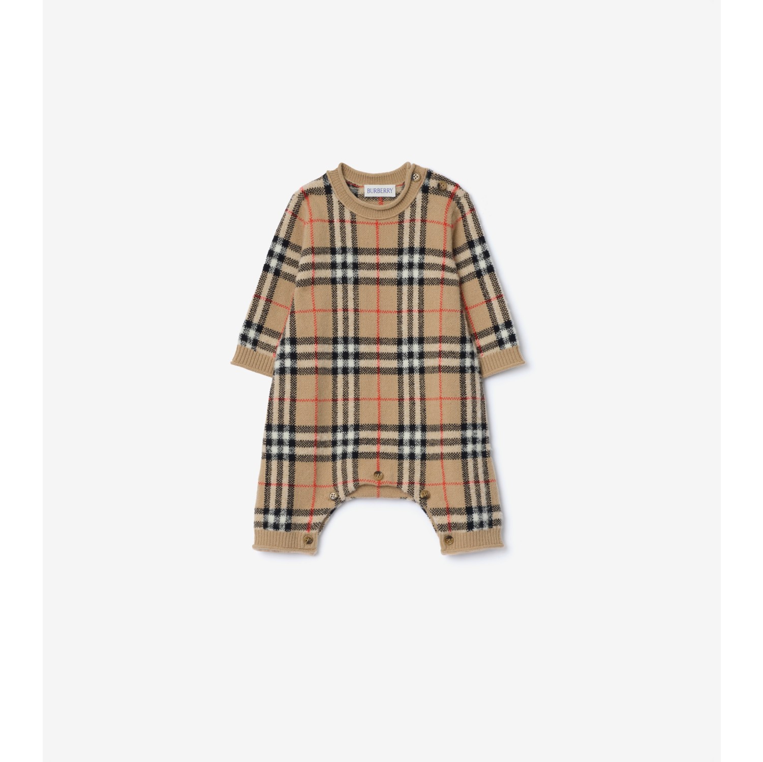 格纹羊毛羊绒混纺连体裤