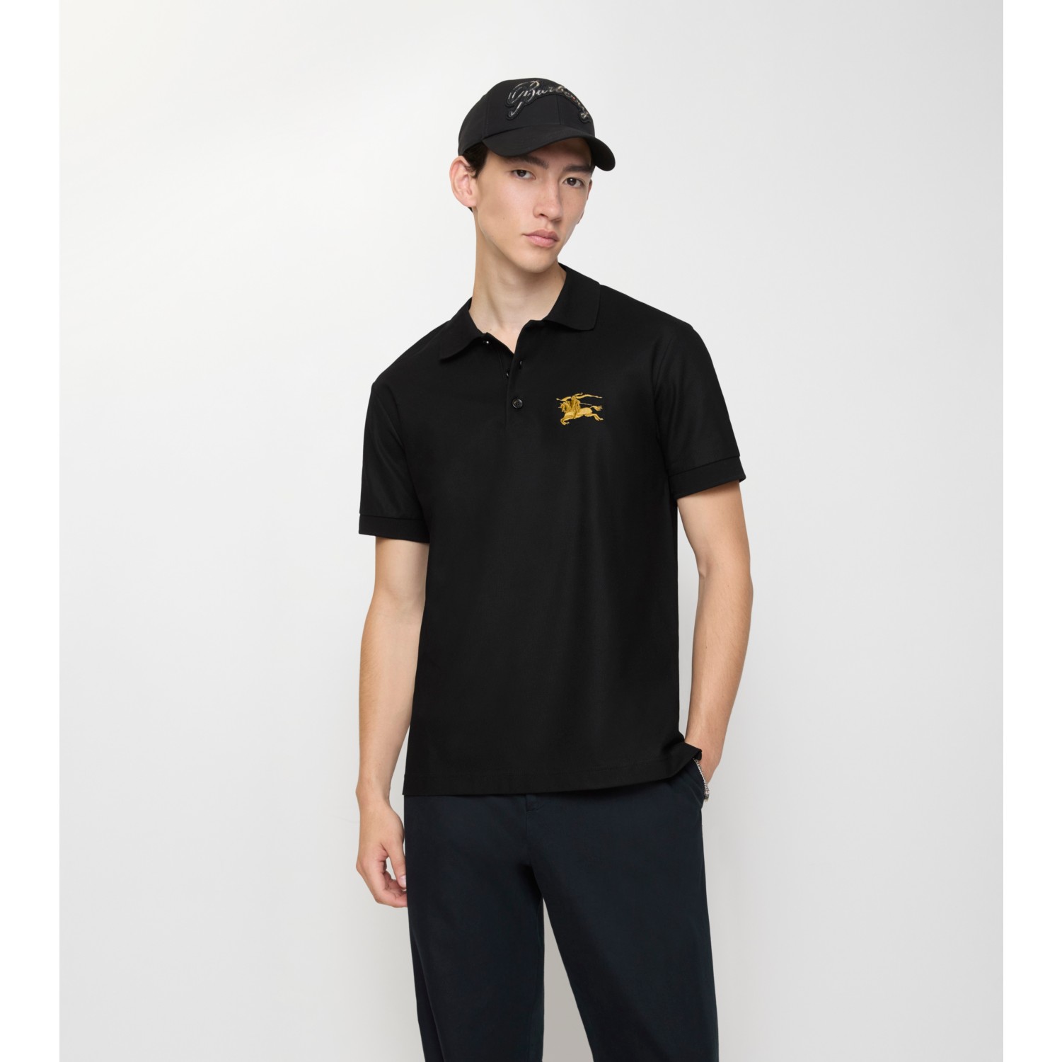 金属感马术骑士徽标棉质 Polo 衫