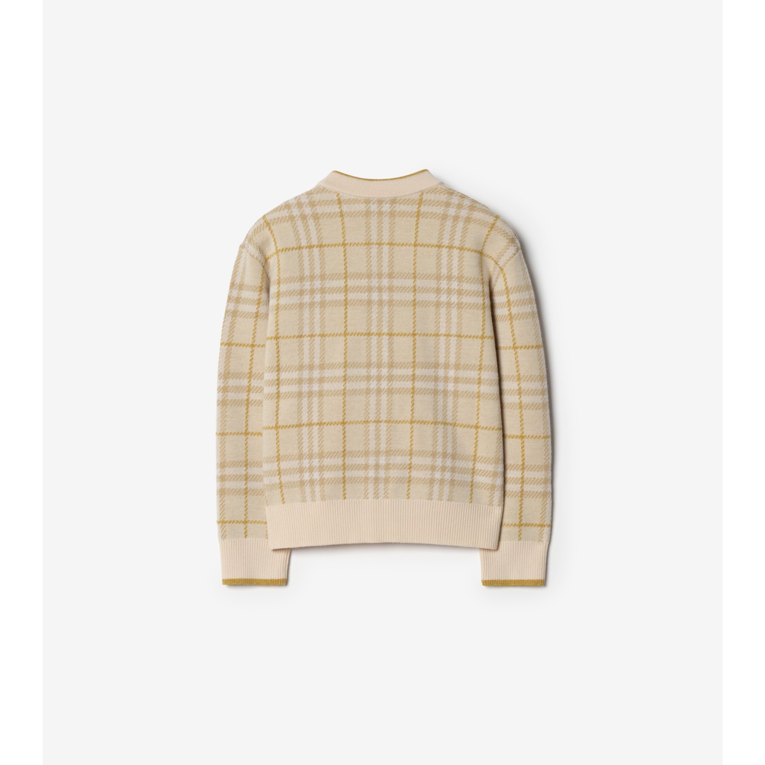 金属感格纹羊毛混纺开衫