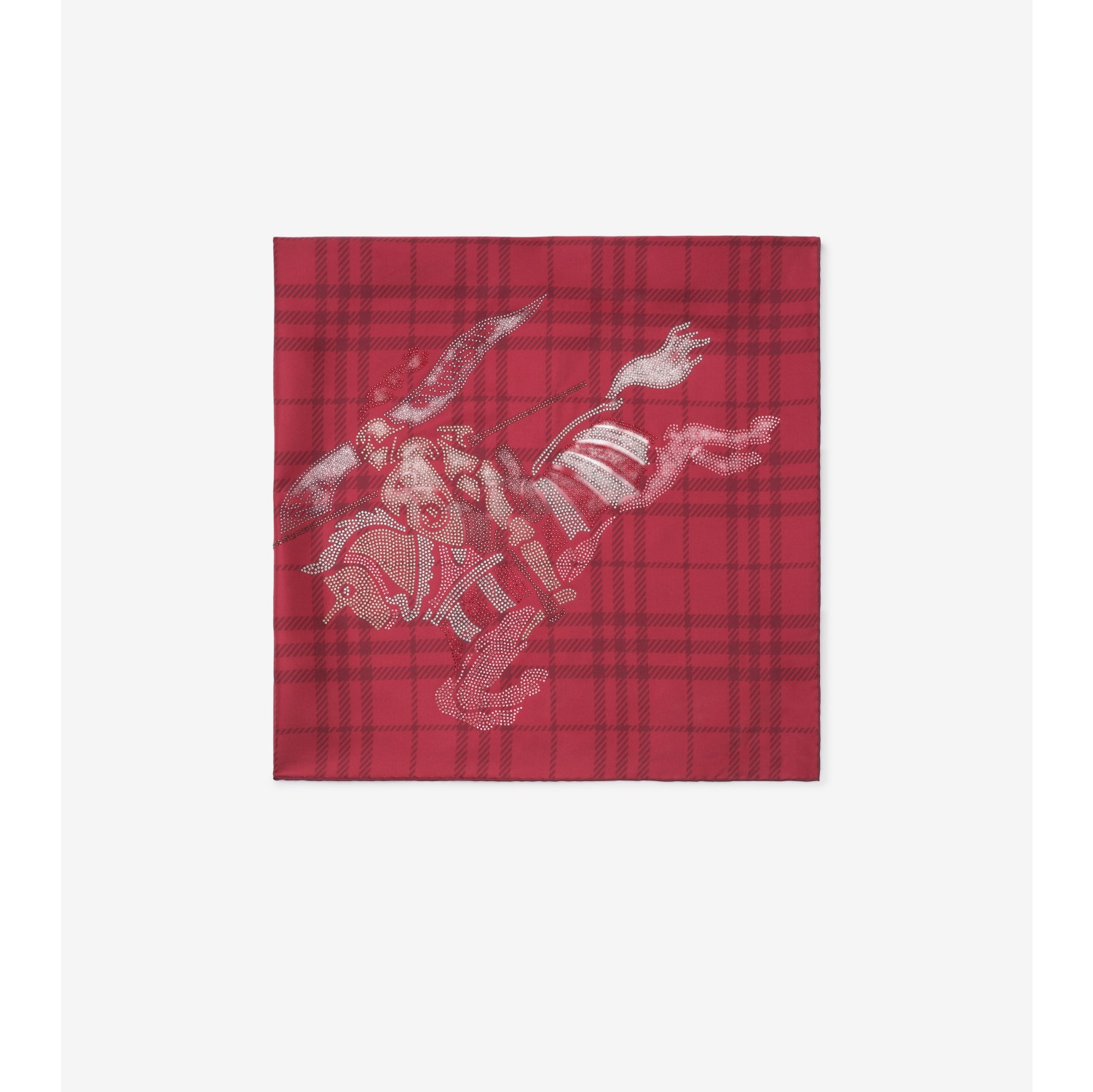 人造水晶马术骑士徽标拼格纹丝巾