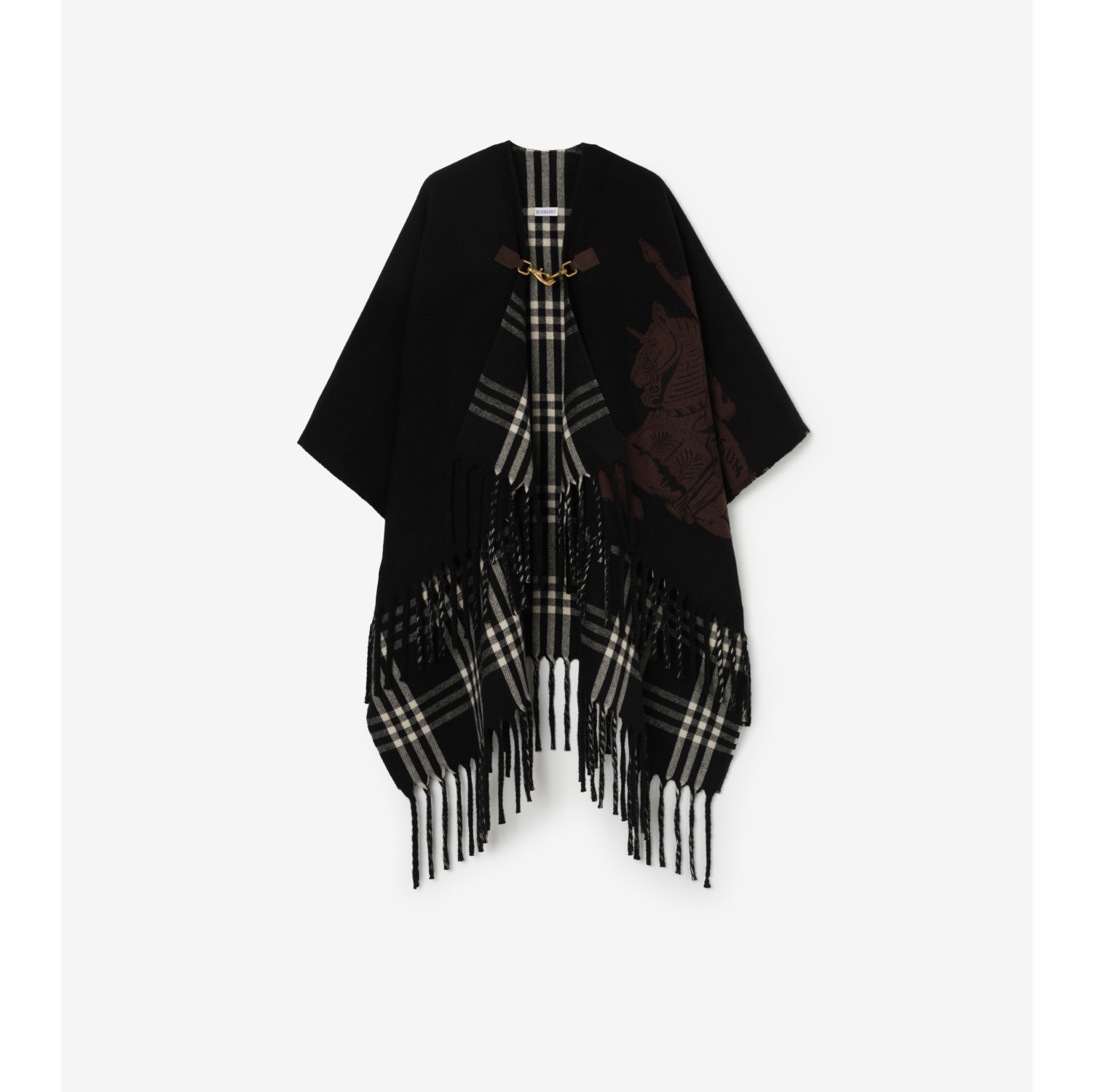 马术骑士徽标崁纱羊毛斗篷