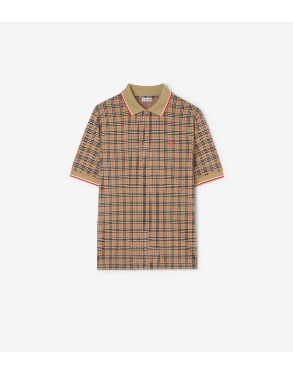 格纹棉质混纺 Polo 衫