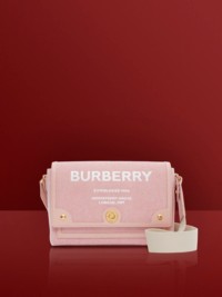 亮红色和暗雅粉 Horseferry 印花帆布 Note 包