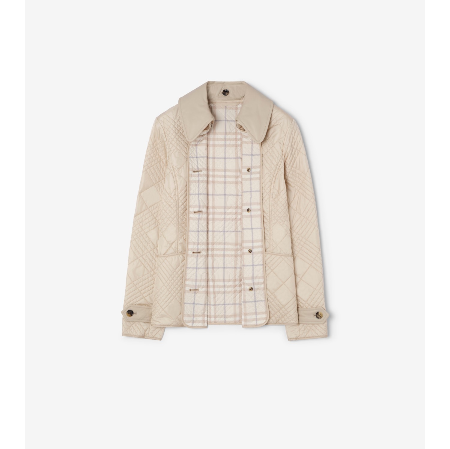 迷你格纹缝线尼龙夹克