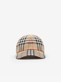 沙色格纹棉质棒球帽