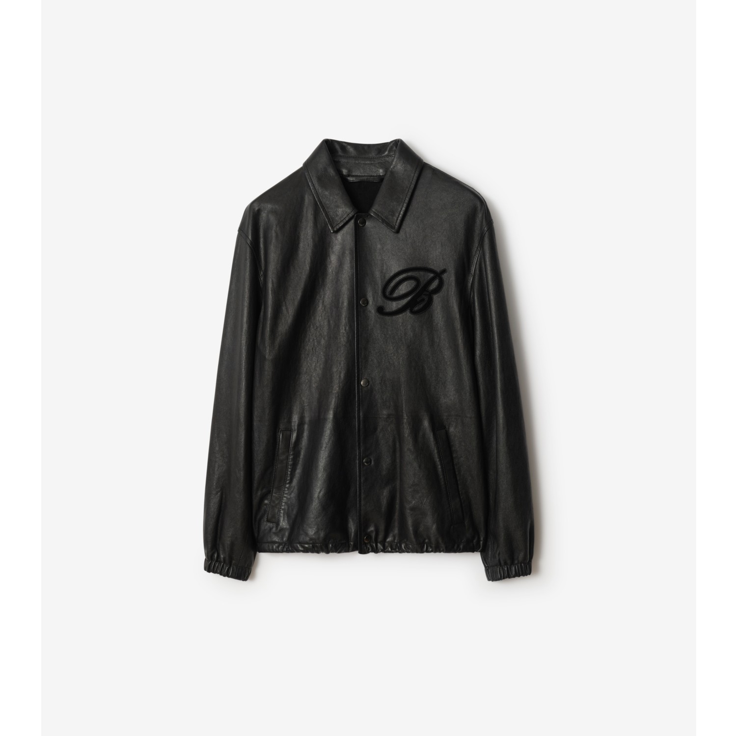 草书风格徽标皮革外套式衬衫