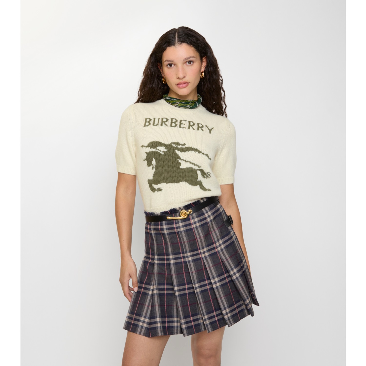 马术骑士徽标羊毛羊绒混纺上衣