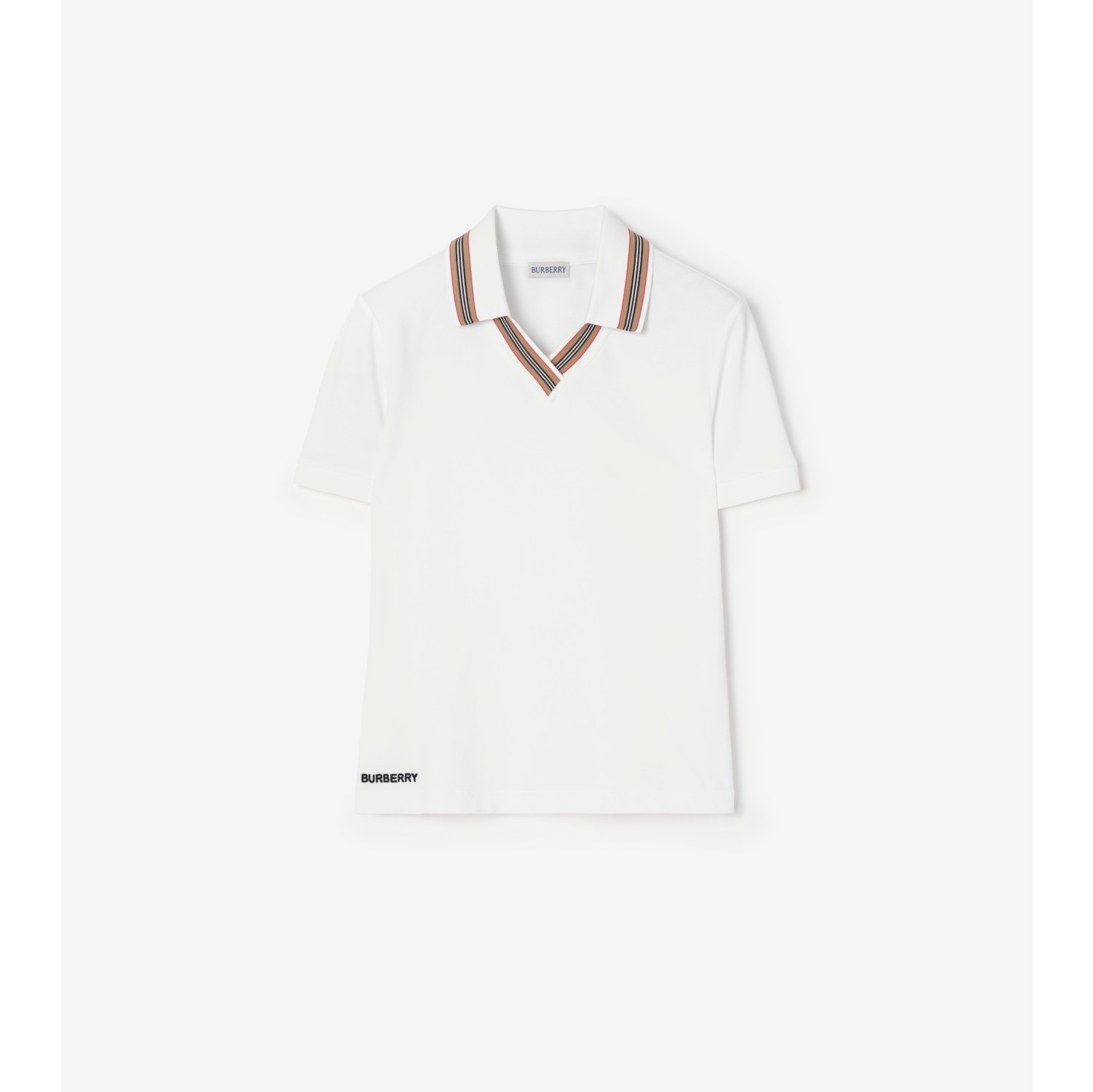 标志性条纹弹力棉质 Polo 衫