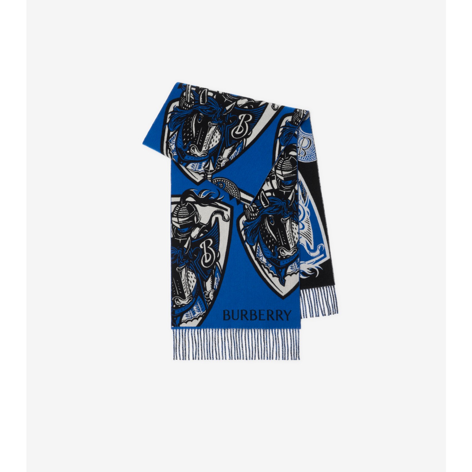 冲锋骑士图案羊毛羊绒混纺围巾