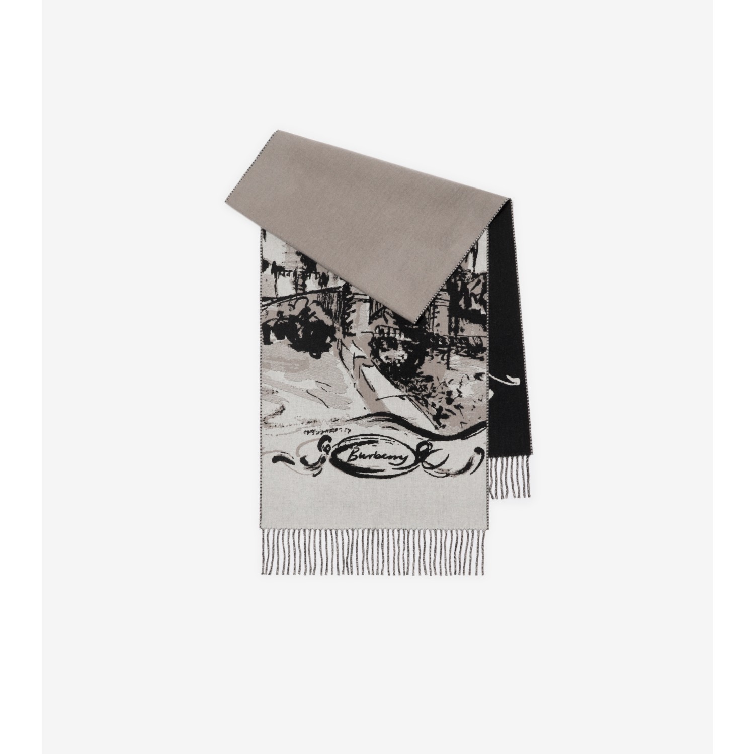 城堡图案羊绒围巾