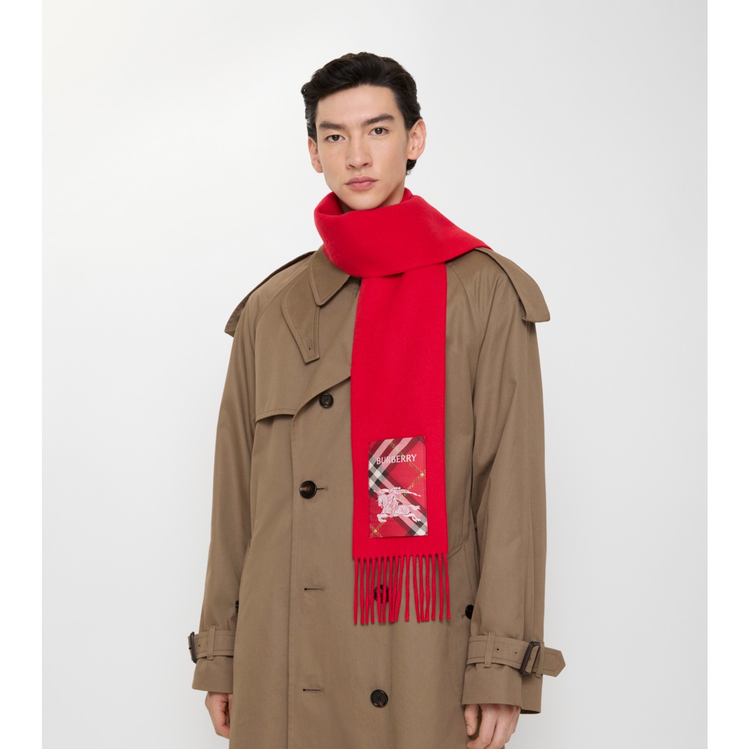 格纹标签羊绒围巾