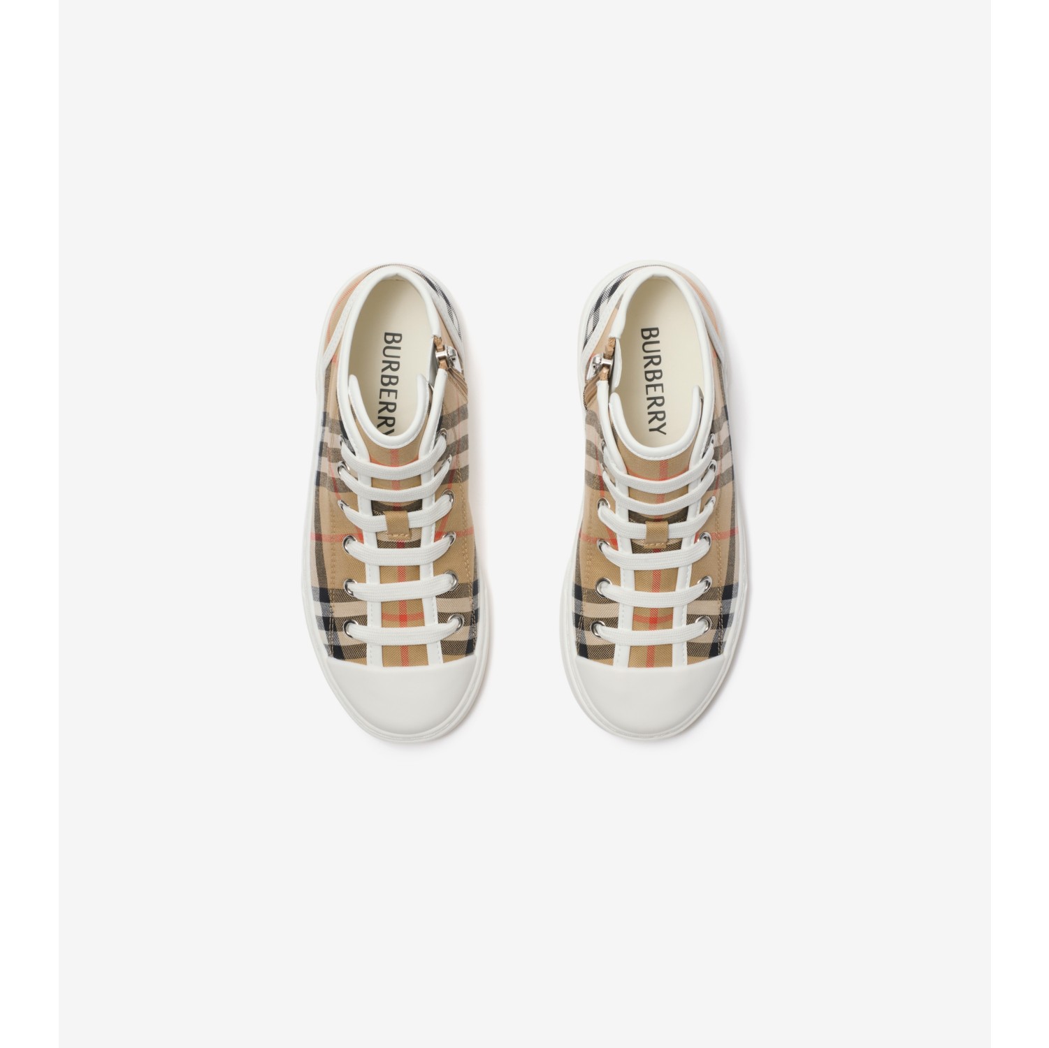 格纹棉质高帮运动鞋