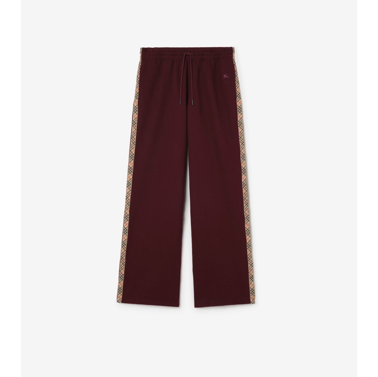 格纹装饰棉质运动裤