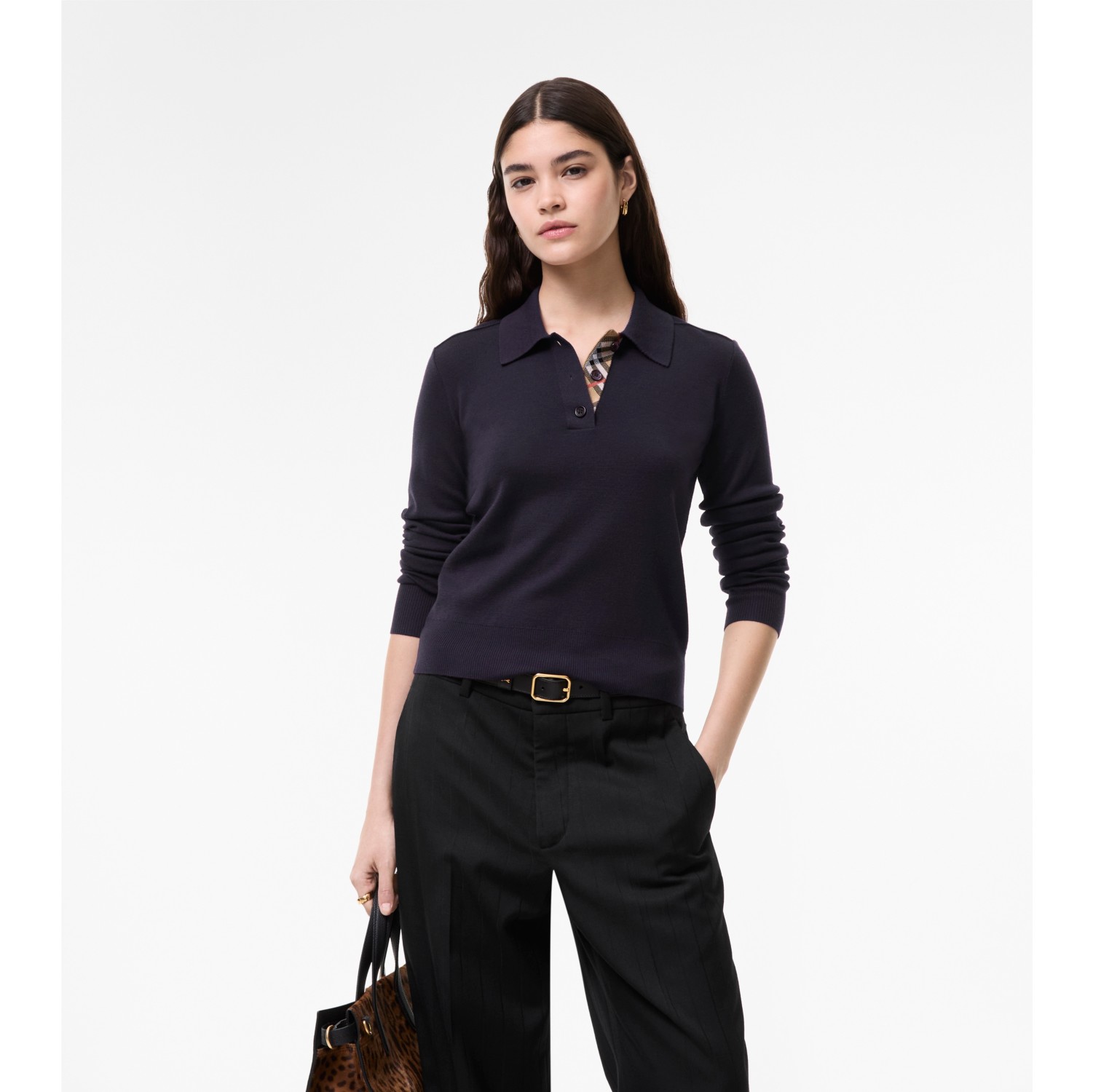 长袖羊毛 Polo 衫