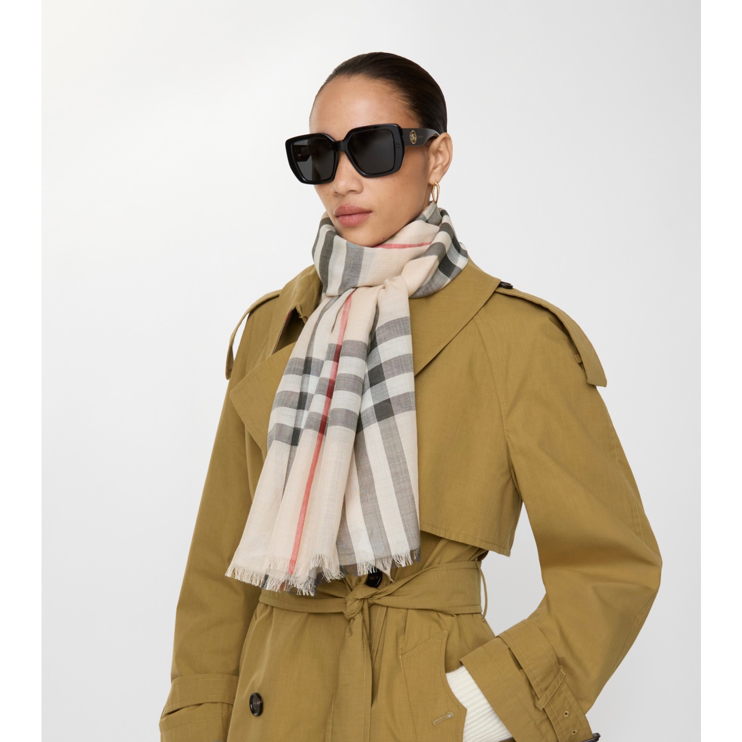 格纹丝毛混纺围巾