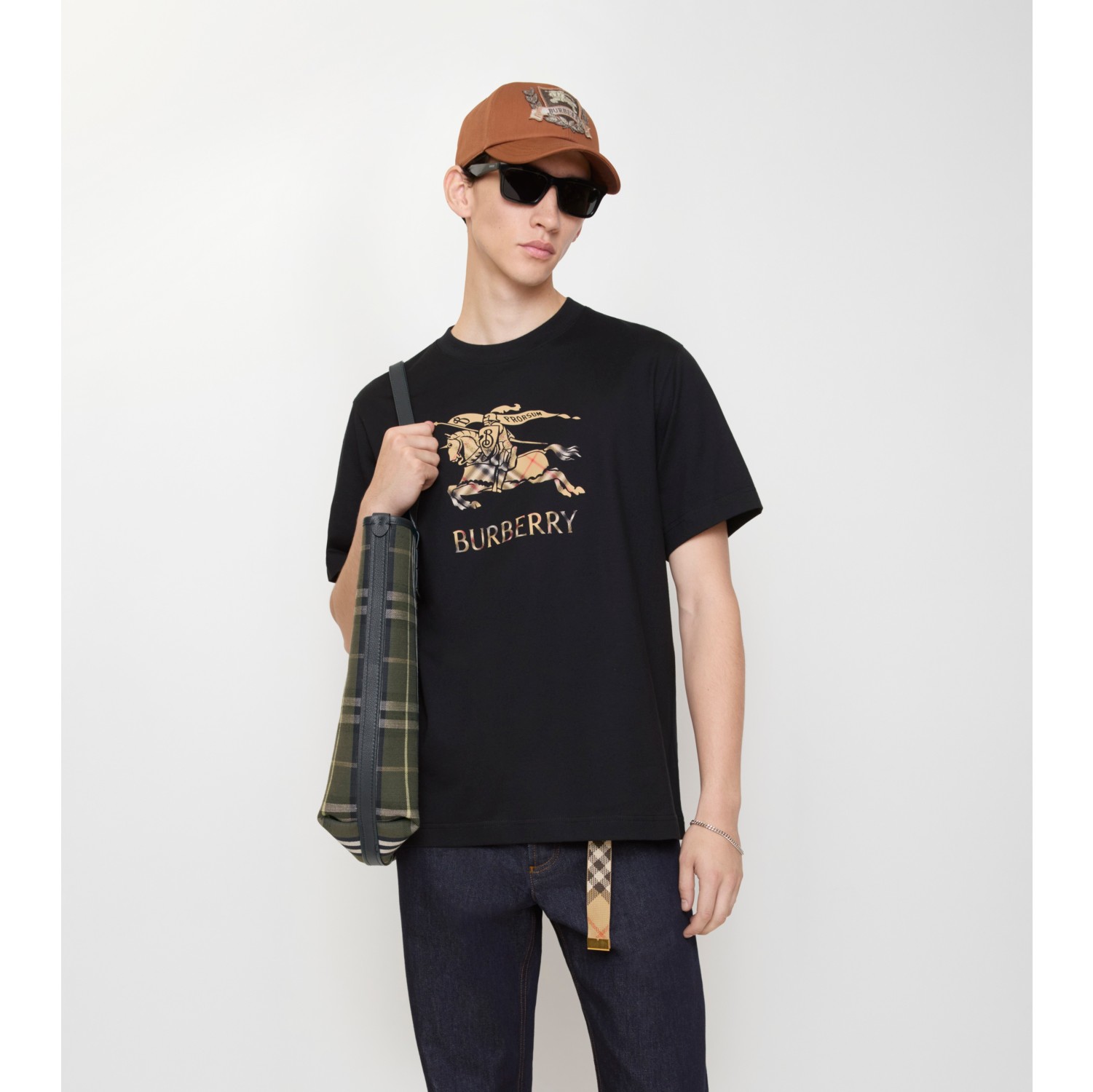 渐变马术骑士徽标棉质 T 恤衫