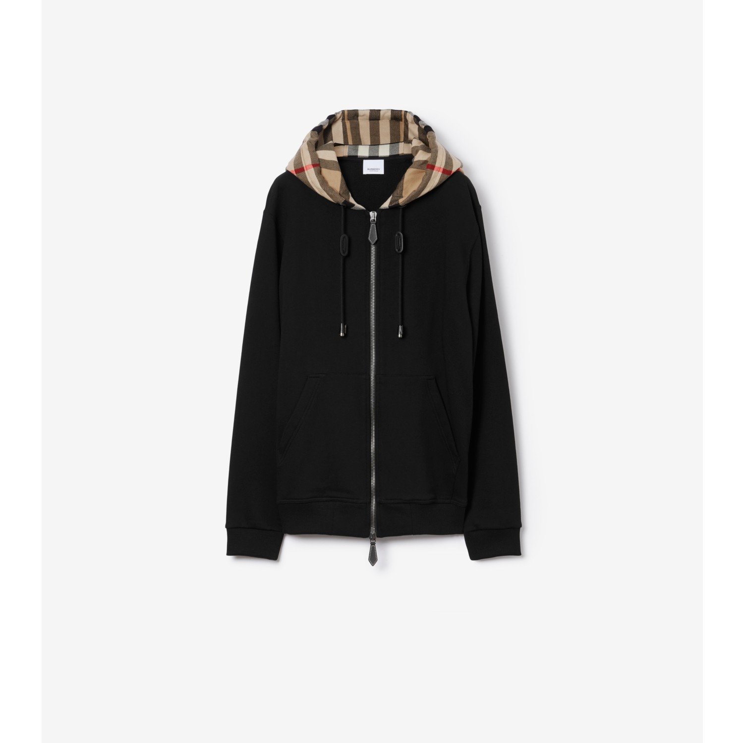 格纹棉质拉链连帽衫