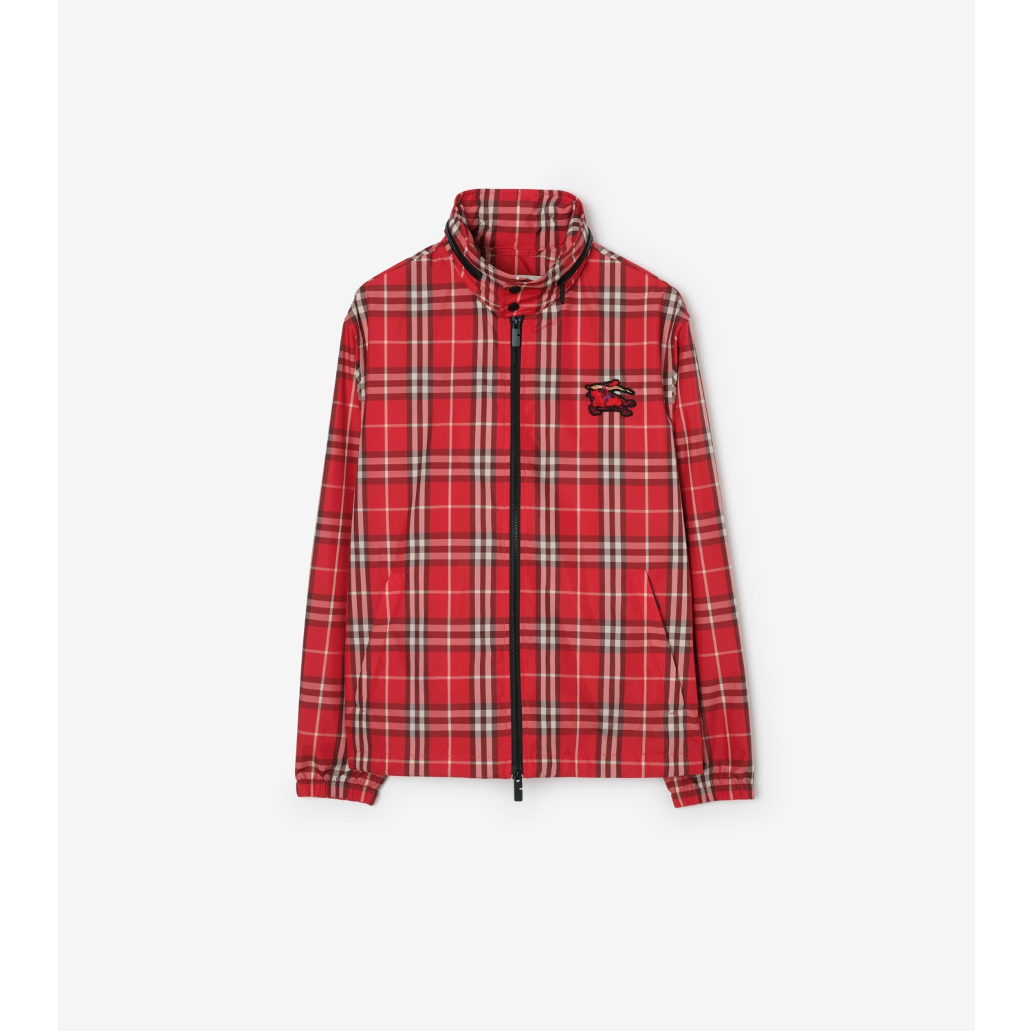 马术骑士徽标格纹外套