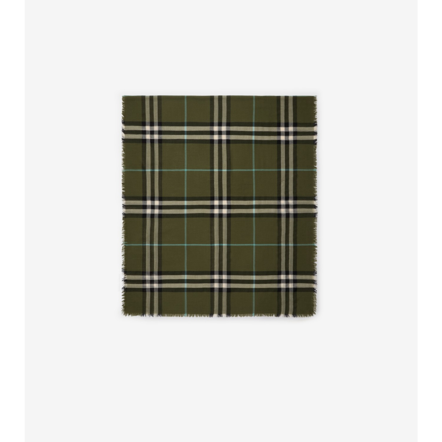 宽版格纹羊毛围巾