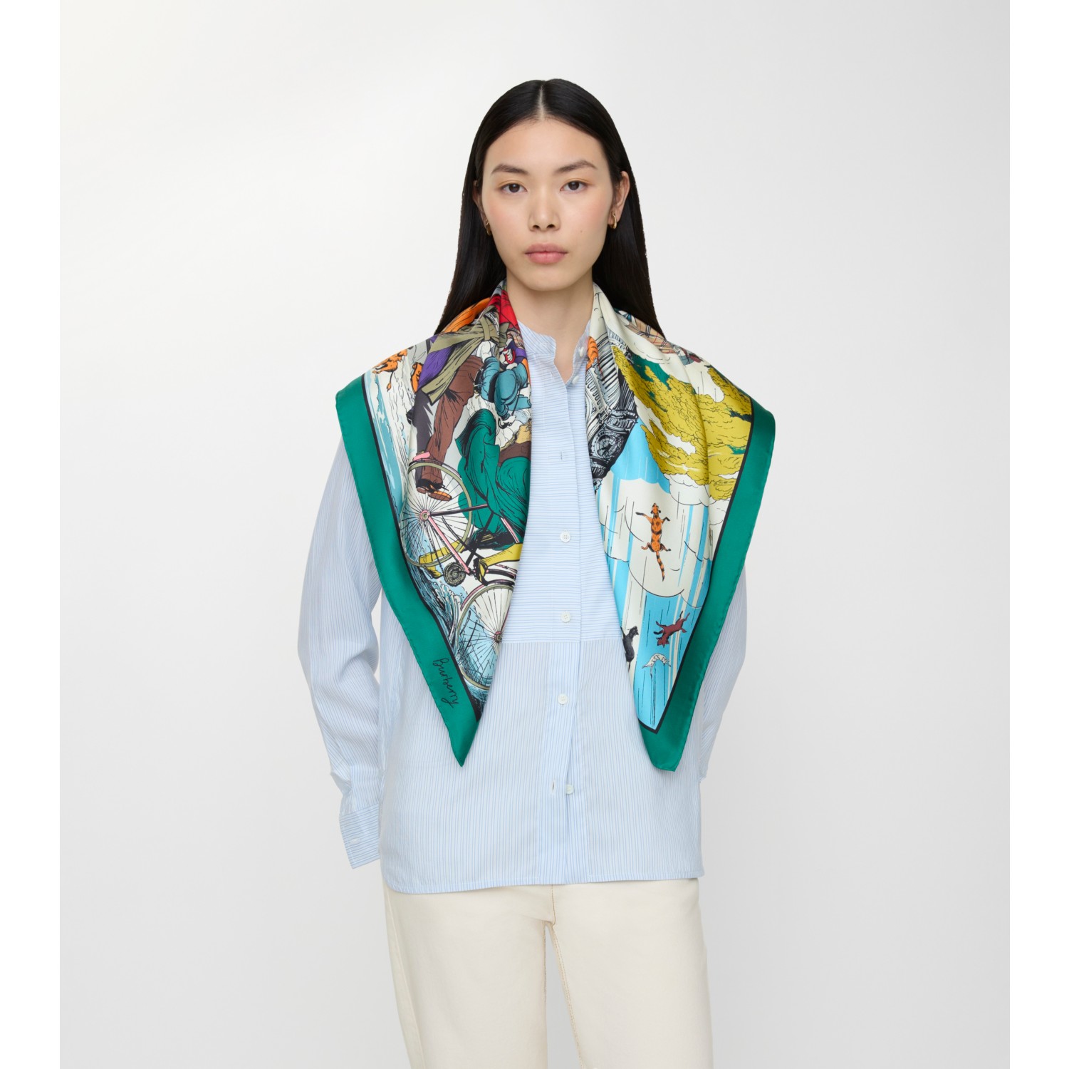 英伦风雨印花丝巾