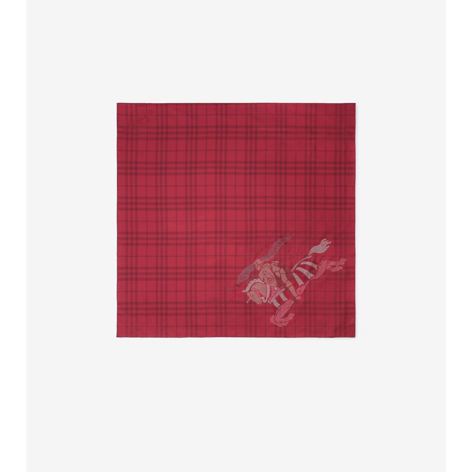 人造水晶马术骑士徽标拼格纹丝巾