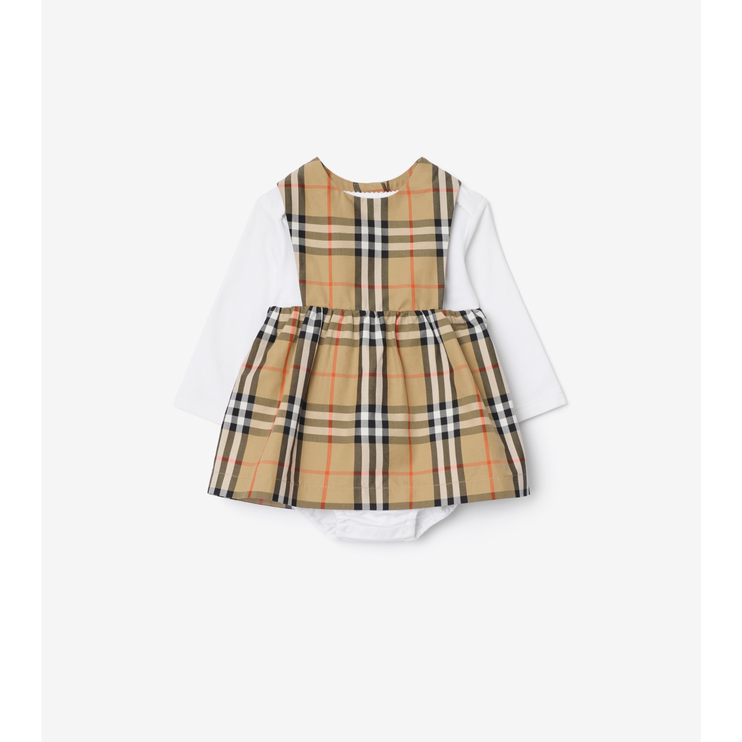 格纹棉质三件套婴儿礼品套装