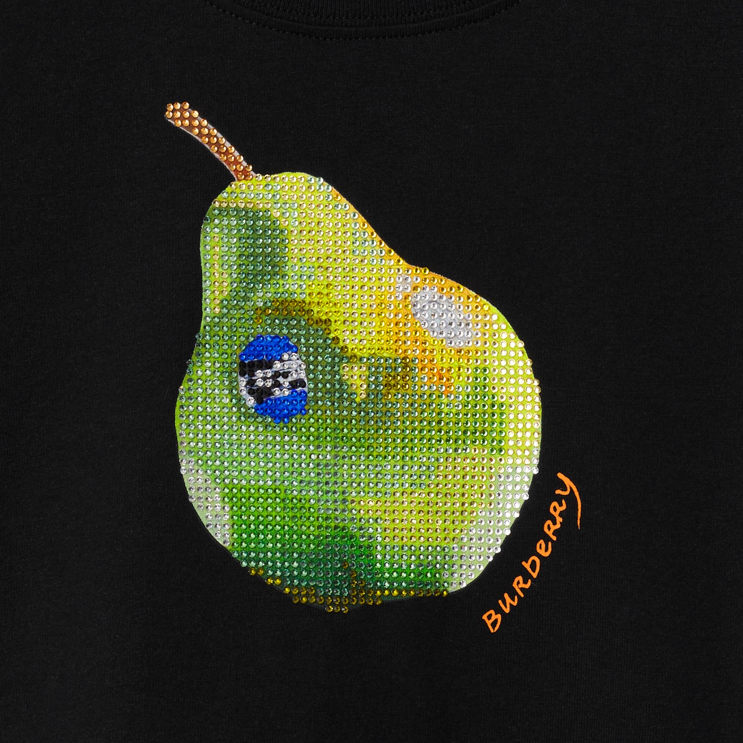 方型人造水晶啤梨装饰棉质 T 恤衫