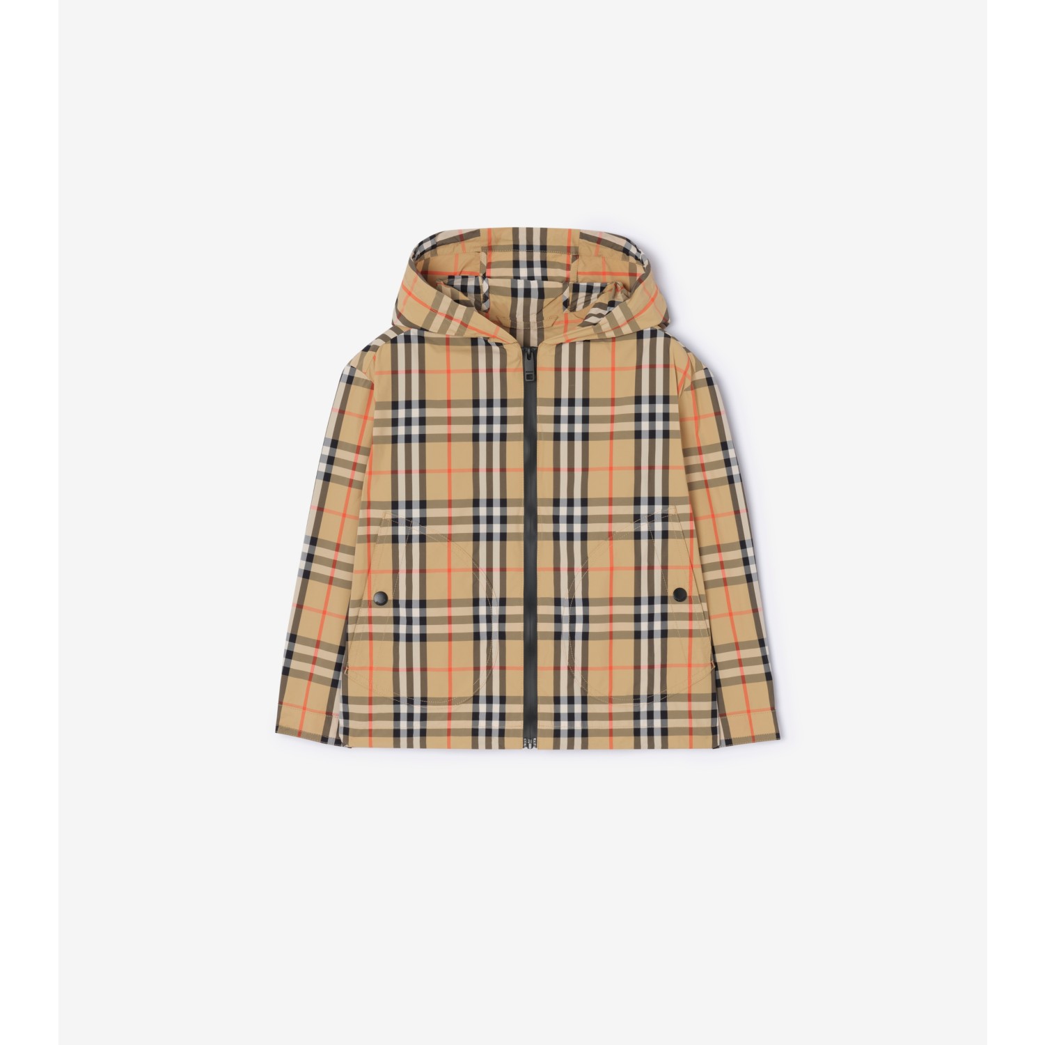 格纹尼龙连帽外套