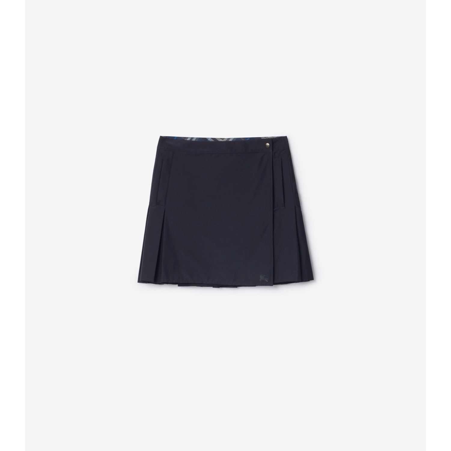 褶饰弹力尼龙迷你半裙