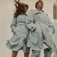 Two models in blue trench coat 