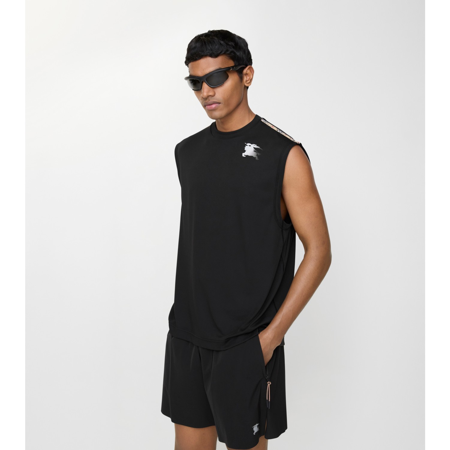 格纹装饰平织背心