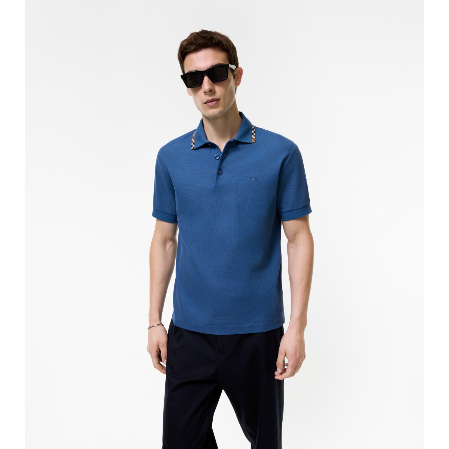 格纹装饰棉质 Polo 衫