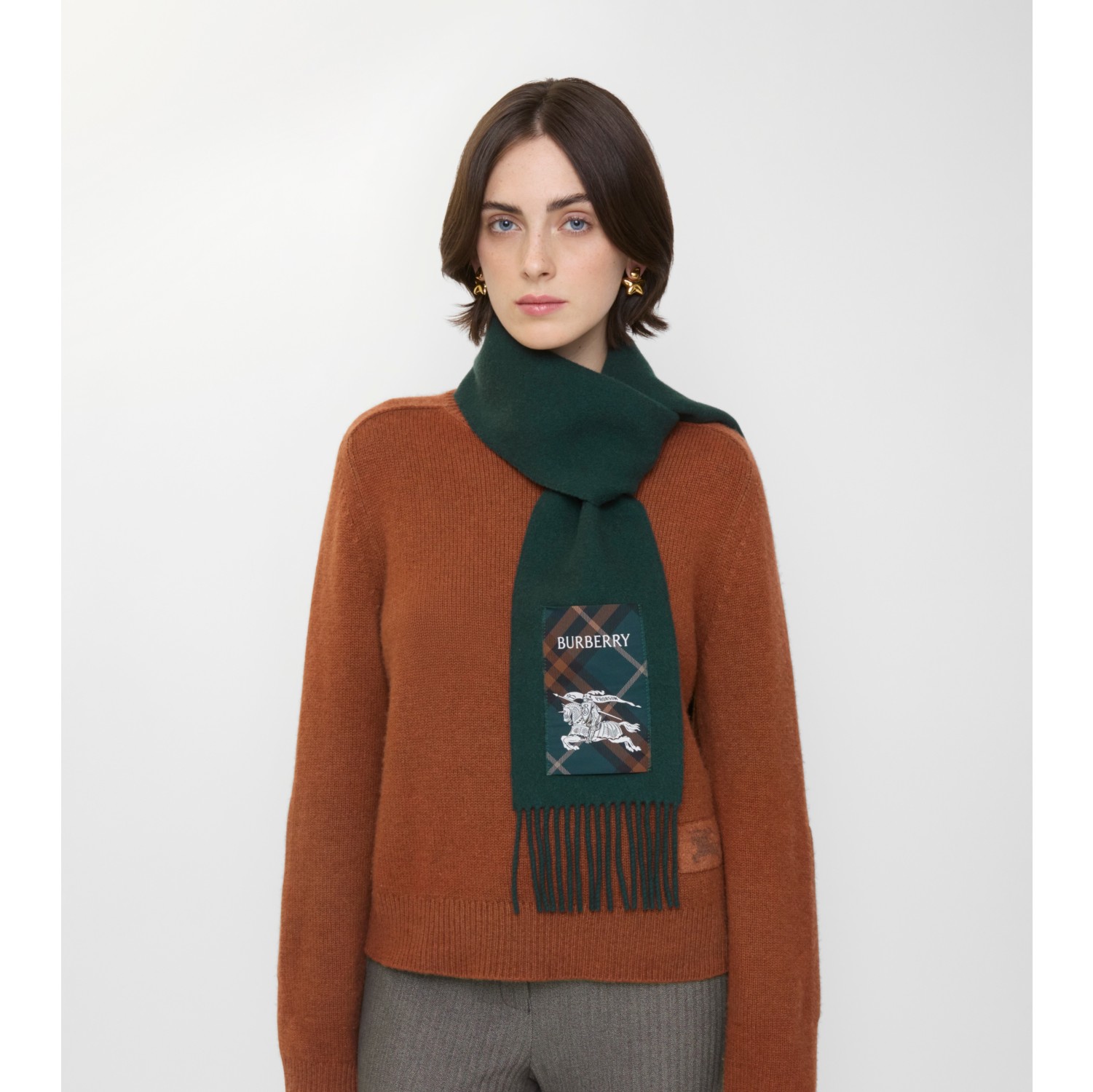 格纹标签羊绒围巾