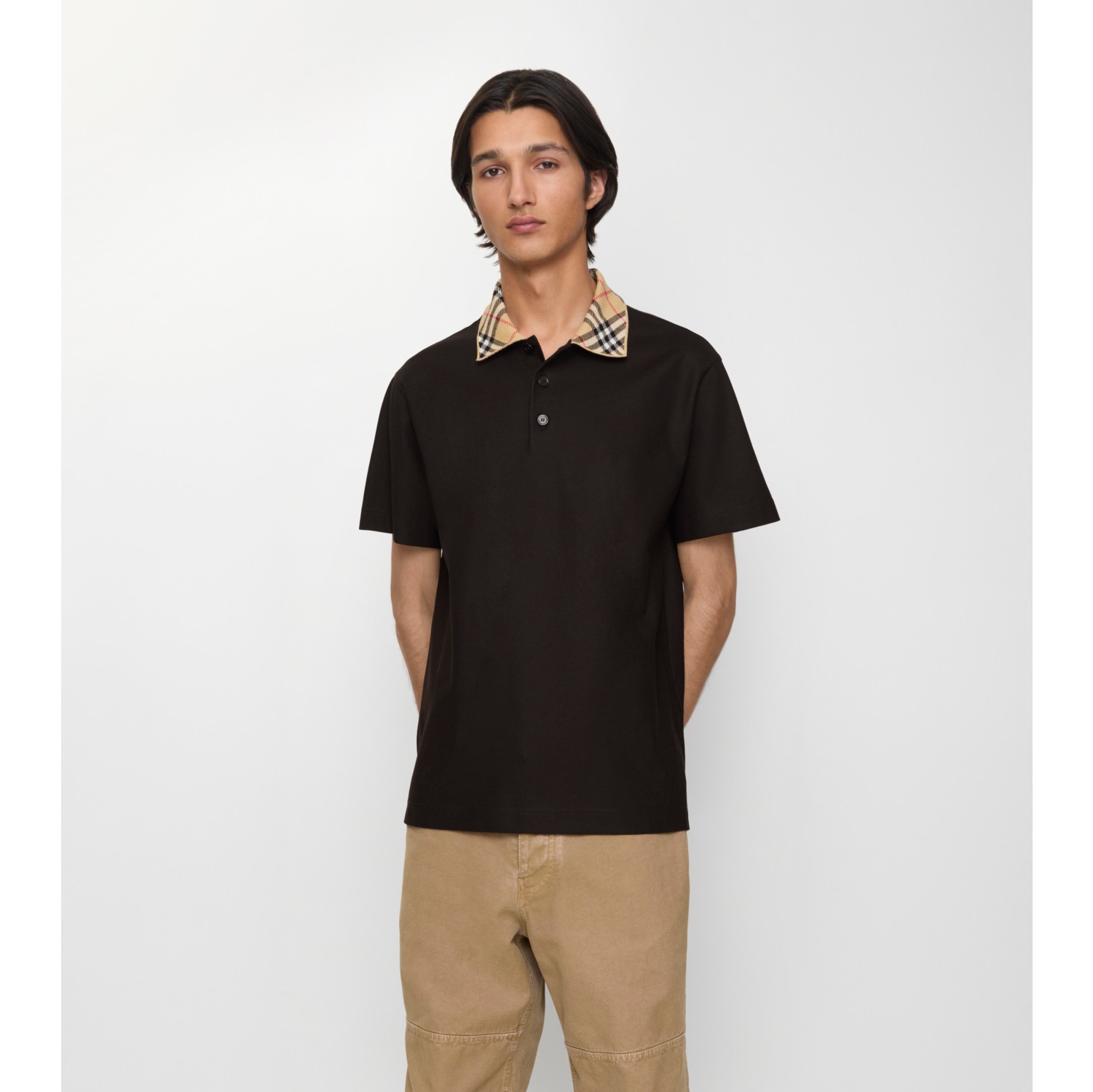 格纹衣领棉质 Polo 衫