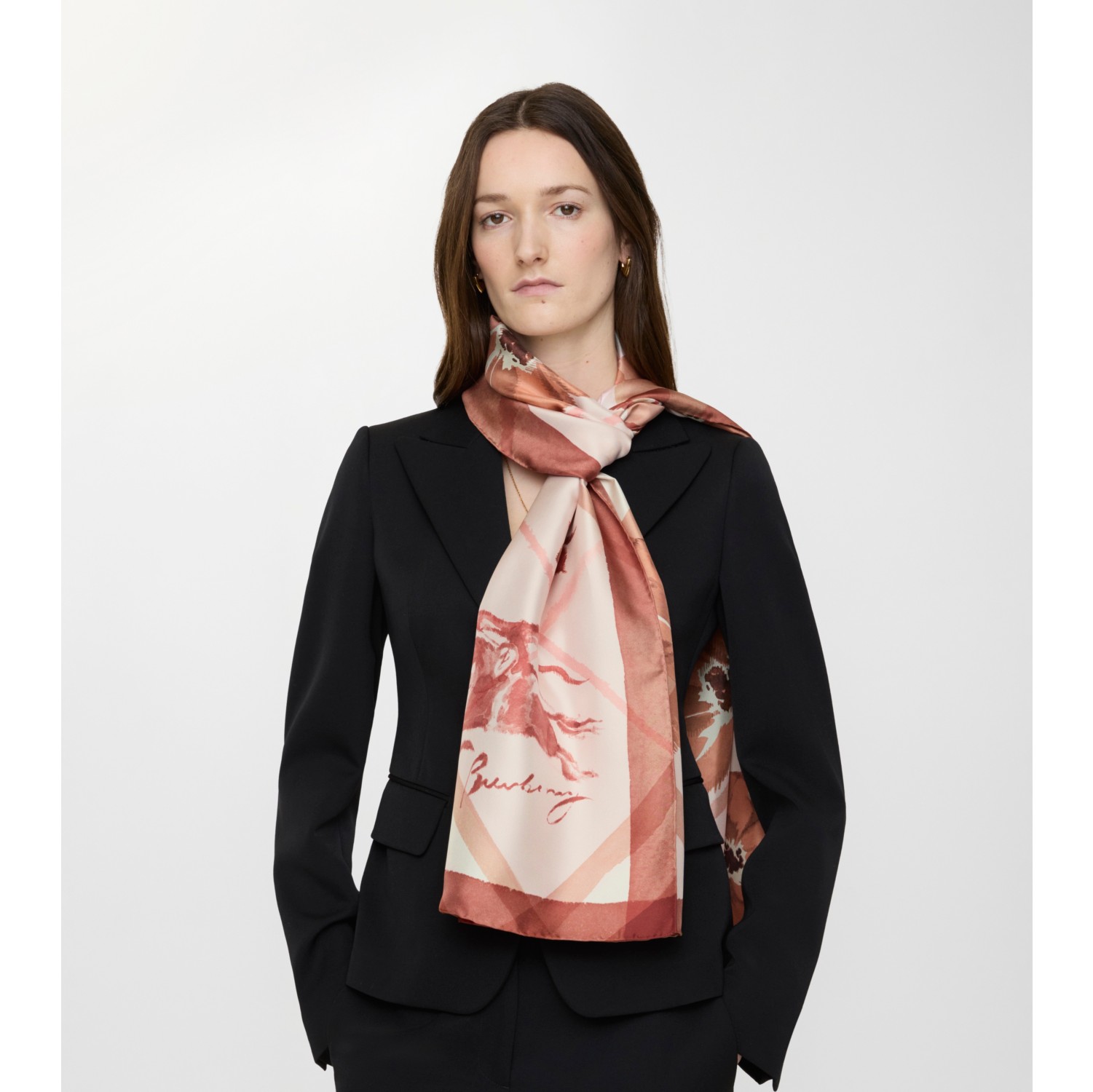 水彩格纹宽版丝巾