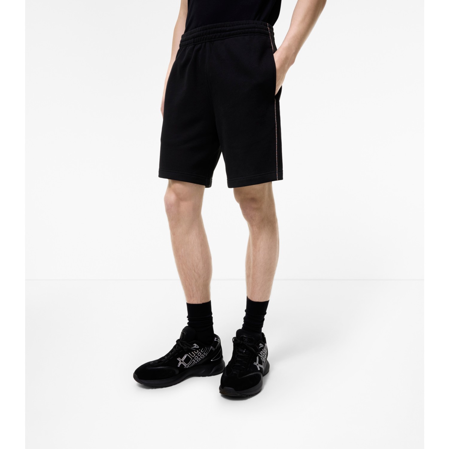 格纹滚边棉质短裤