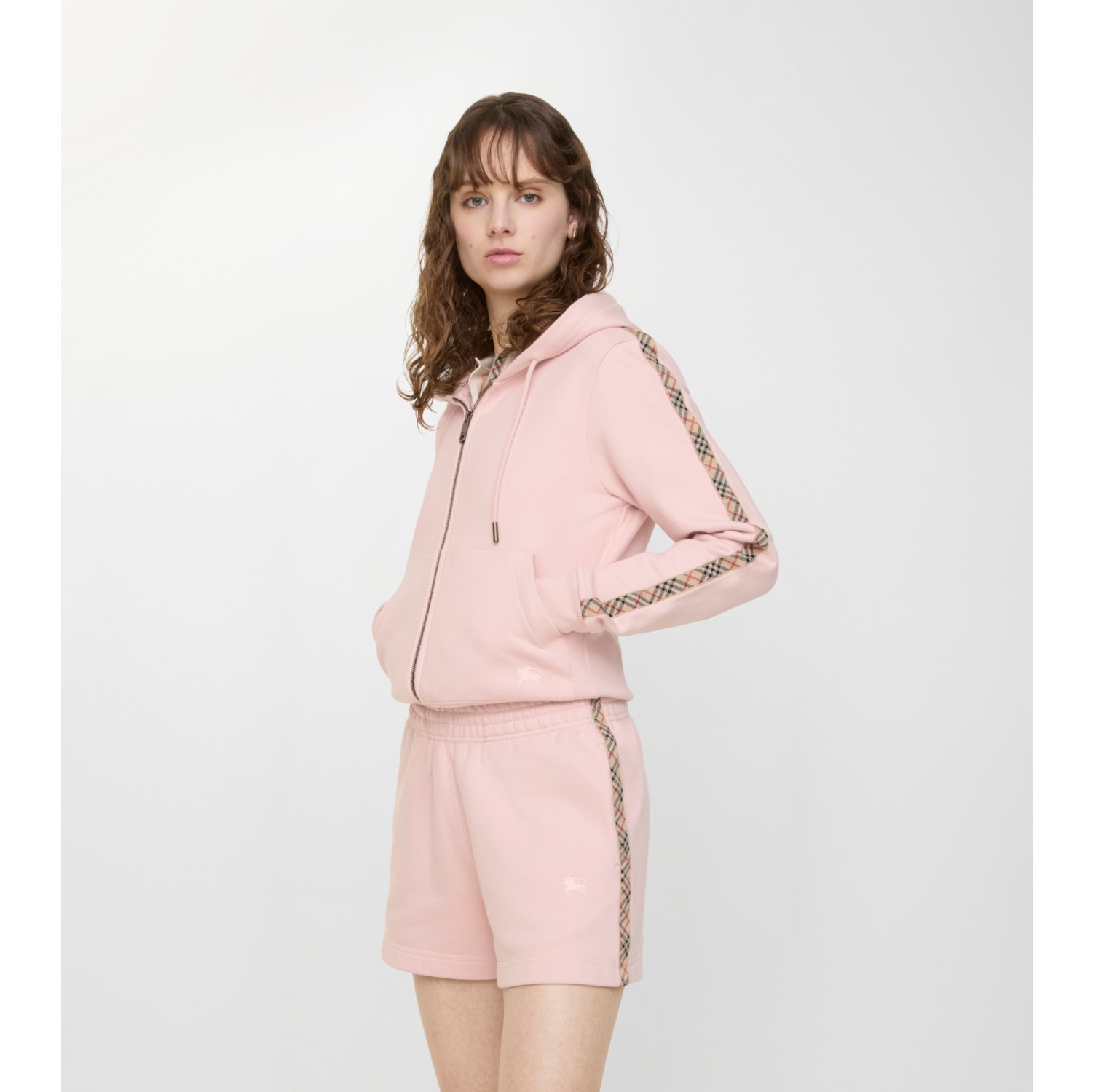 格纹装饰棉质短裤