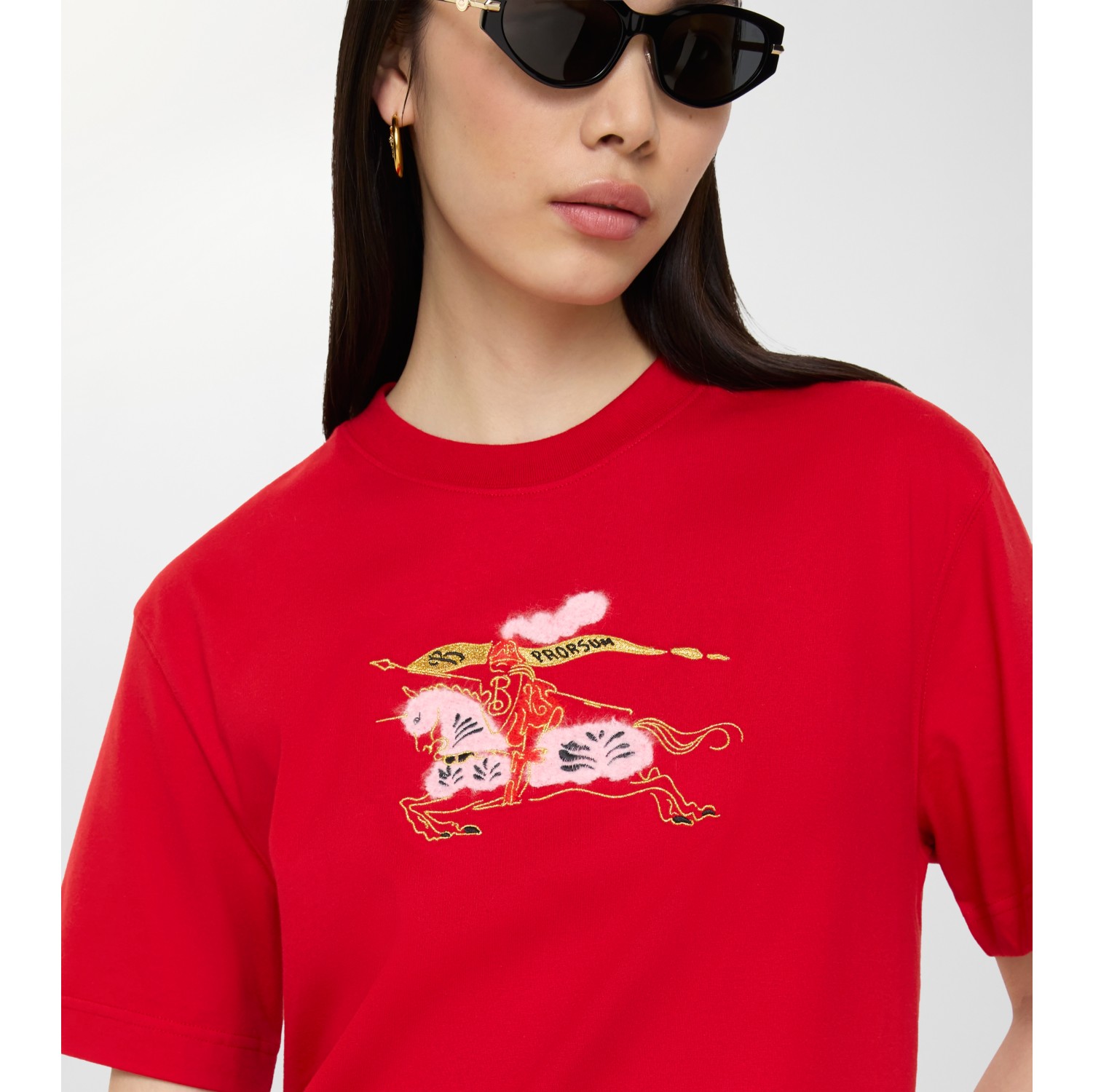 马术骑士徽标棉质 T 恤衫