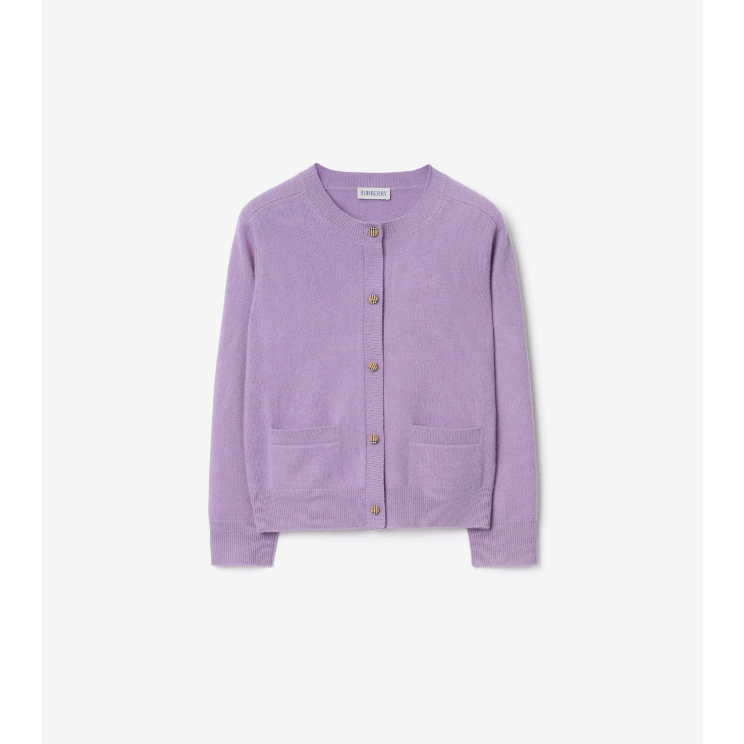 格纹拼布羊毛羊绒混纺开衫