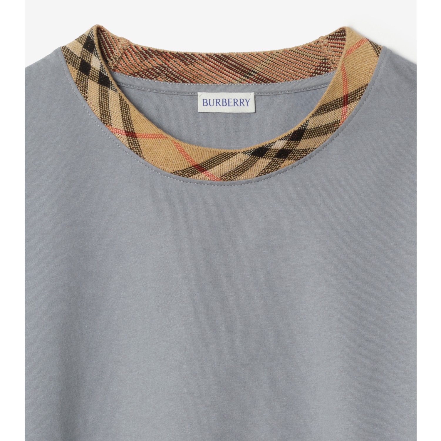 格纹装饰棉质 T 恤衫