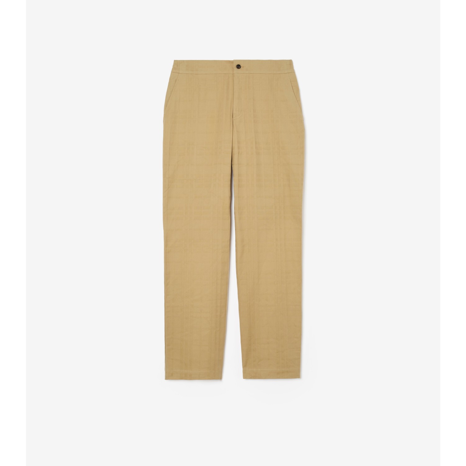 质感格纹棉质长裤