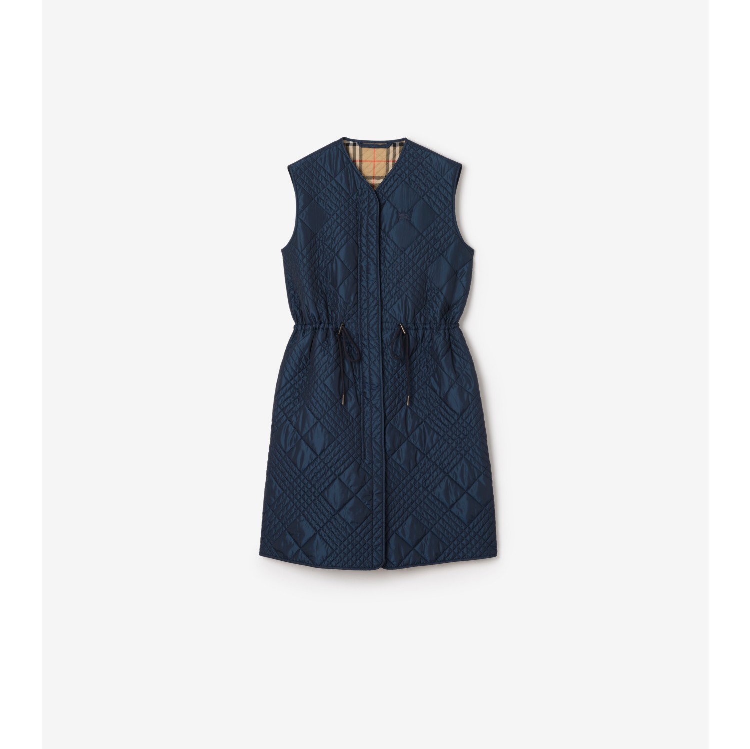 迷你格纹缝线尼龙混纺背心