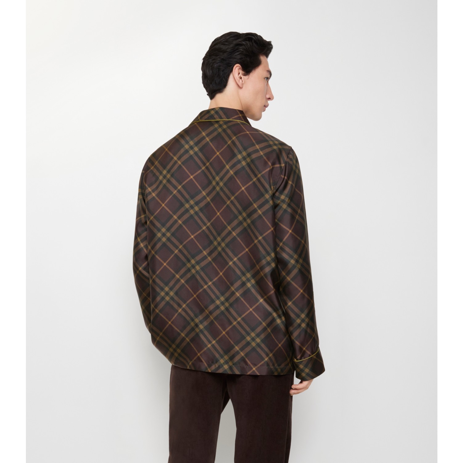 格纹丝质睡衣式衬衫