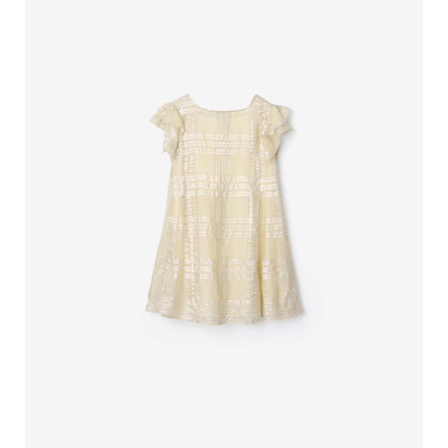 金属感格纹丝质连衣裙