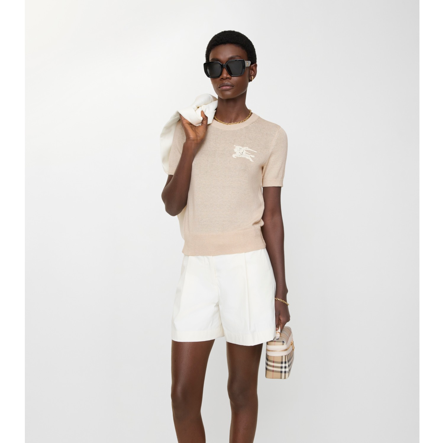 马术骑士徽标羊毛棉质混纺上衣