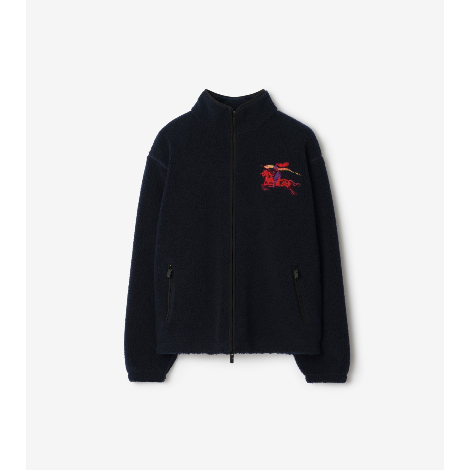 马术骑士徽标羊毛羊绒混纺绒头夹克