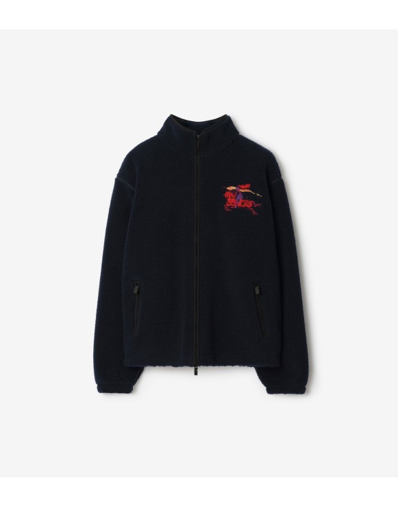 马术骑士徽标羊毛羊绒混纺绒头夹克