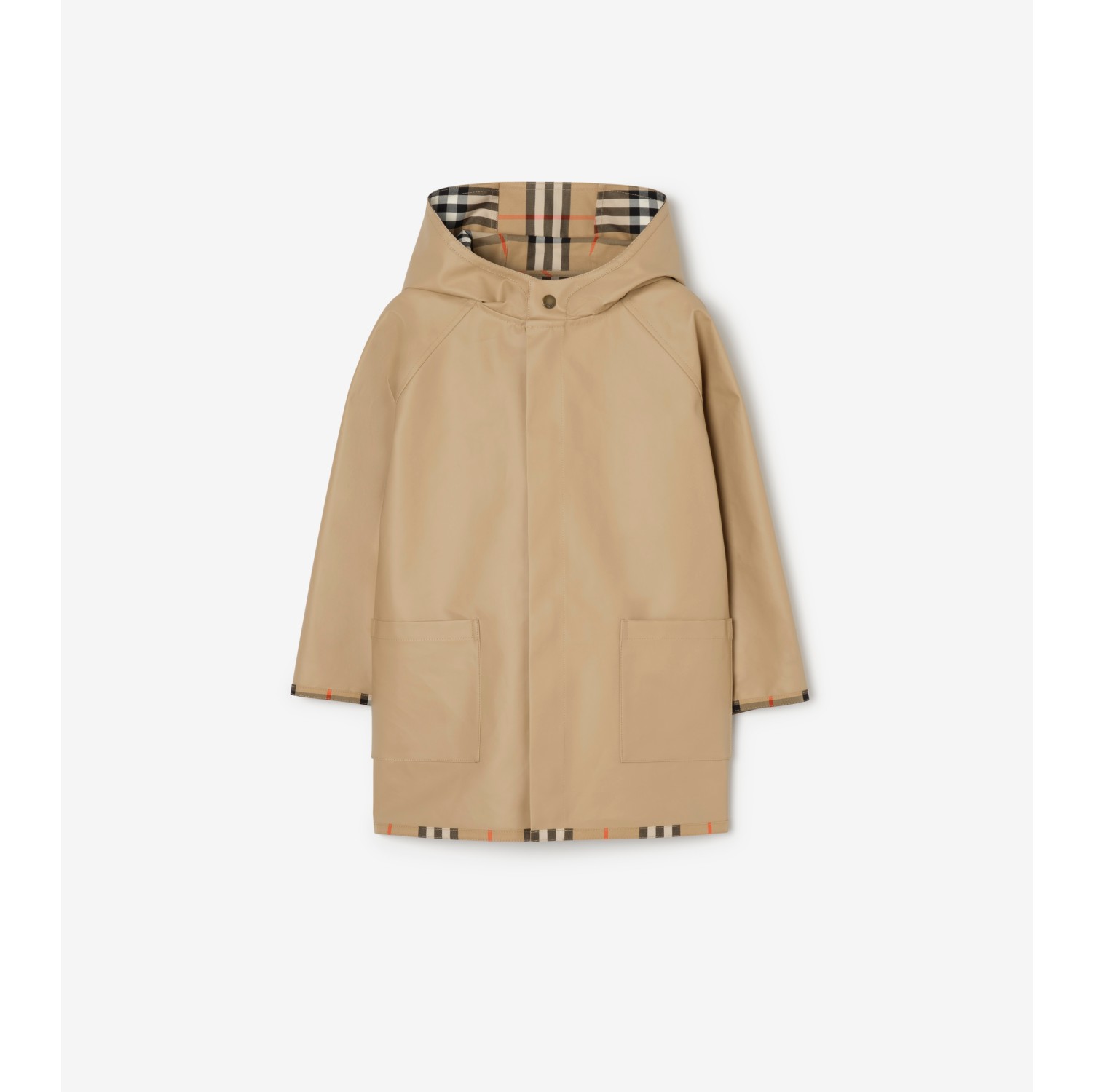 格纹棉质连帽大衣